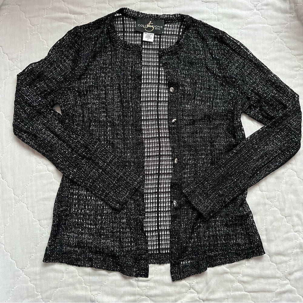 JS Collections Black Open-Front Cardigan Sweater
